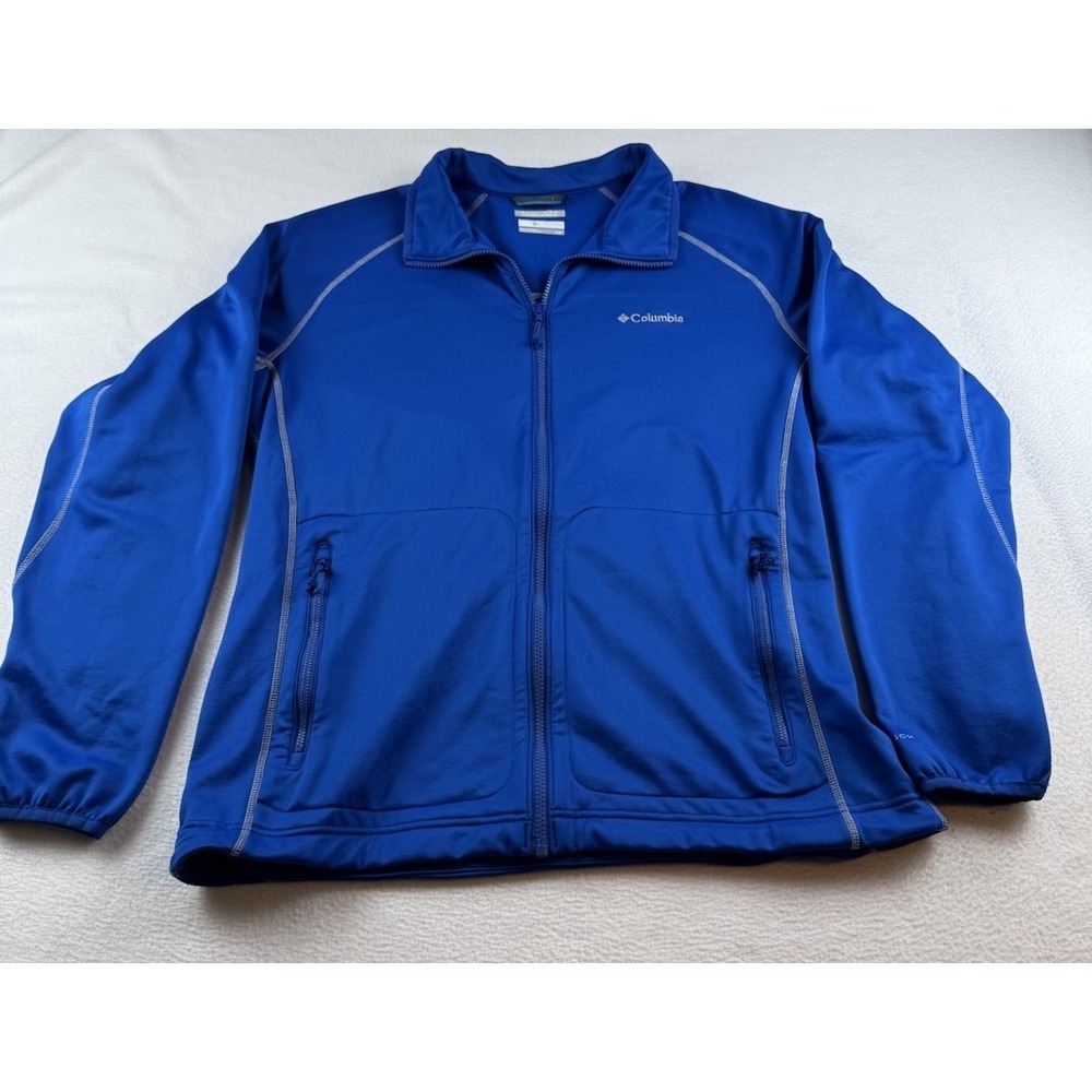Columbia Jacket Mens Large Blue Omni Wick Full Zip Fleece Lined Hiking Outdoors